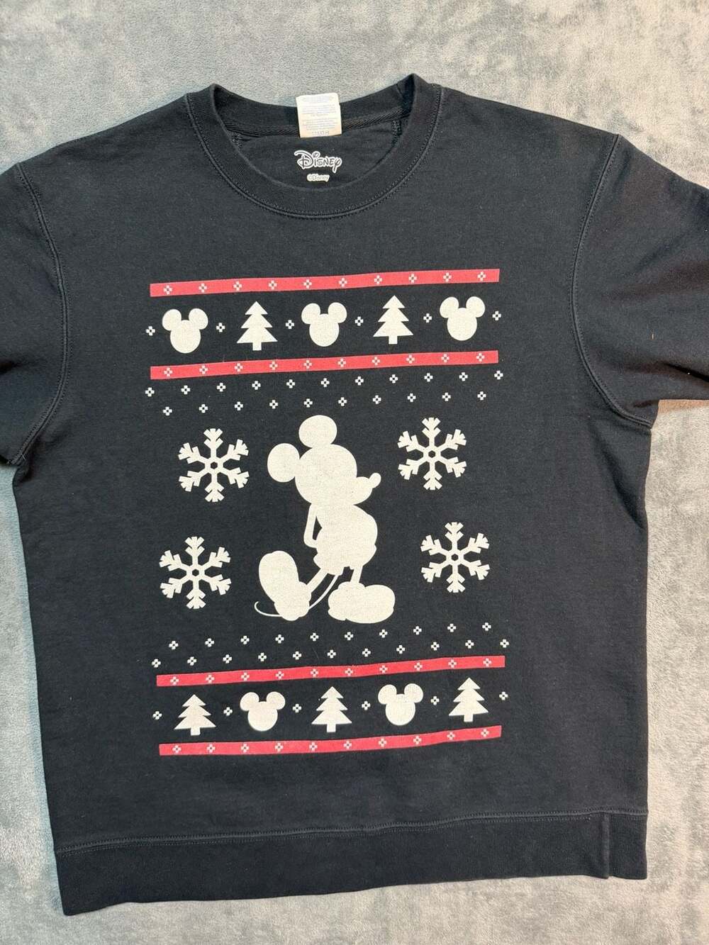Disney Mickey Mouse Christmas Fair Isle Silhouette GraphicBlackMedium